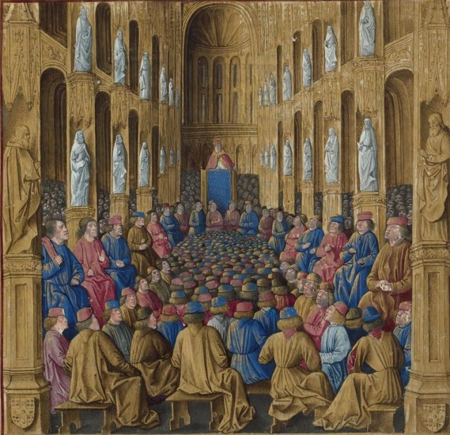 Predicación de Urbano II en Clermont - 1095 - Miniatura de 1474 - Passages d'outremer